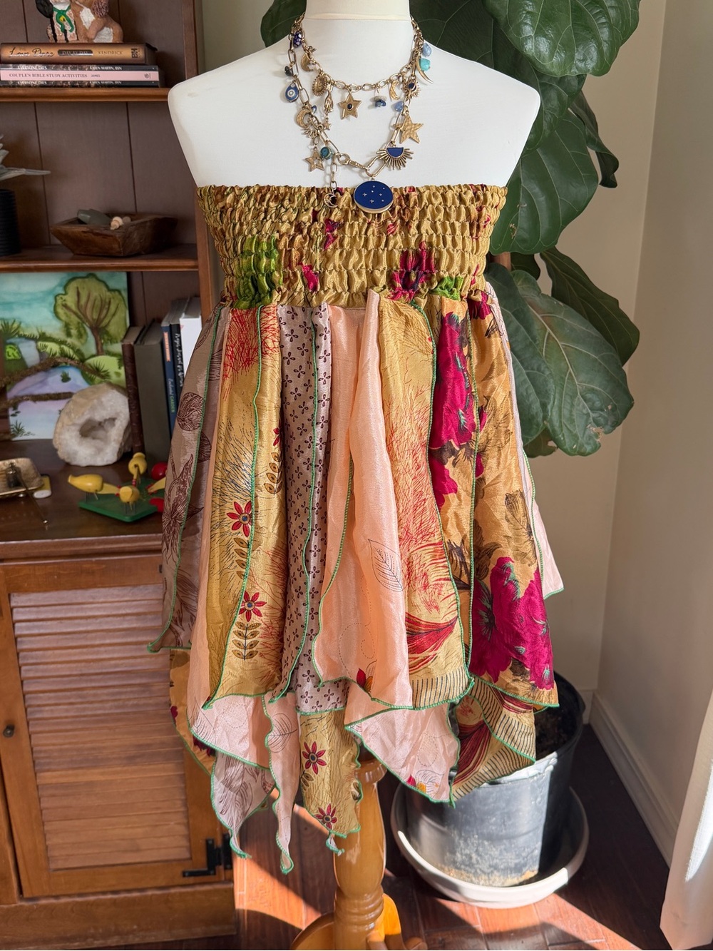 Wild Child Silk India Pixie Skirt Tube Top Handkerchief Hem OS NWOT